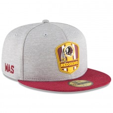Men's Washington Redskins New Era Heather Gray/Burgundy 2018 NFL Sideline Road Official 59FIFTY Fitted Hat 3058384